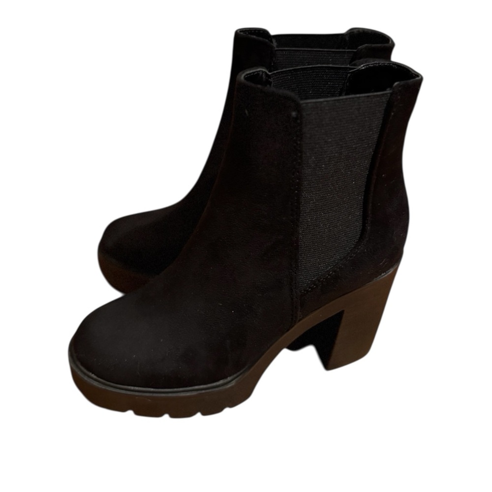 Soda Black Suede Platform Booties